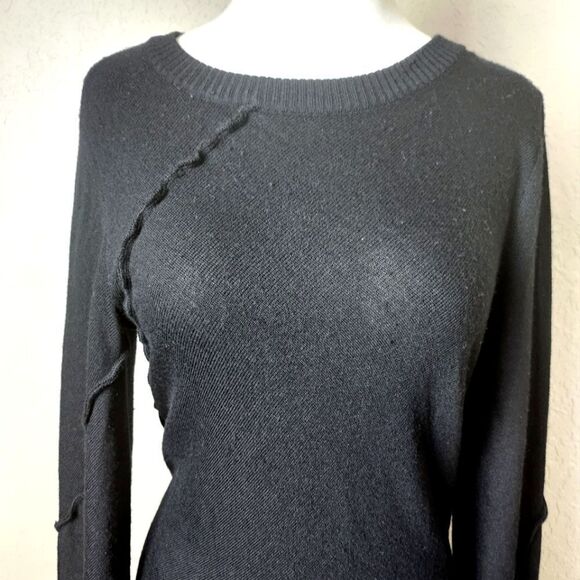 Marc By Marc Jacobs Wool Asymmetric Hem Round Neck Sweater Black Size M - Picture 3 of 8